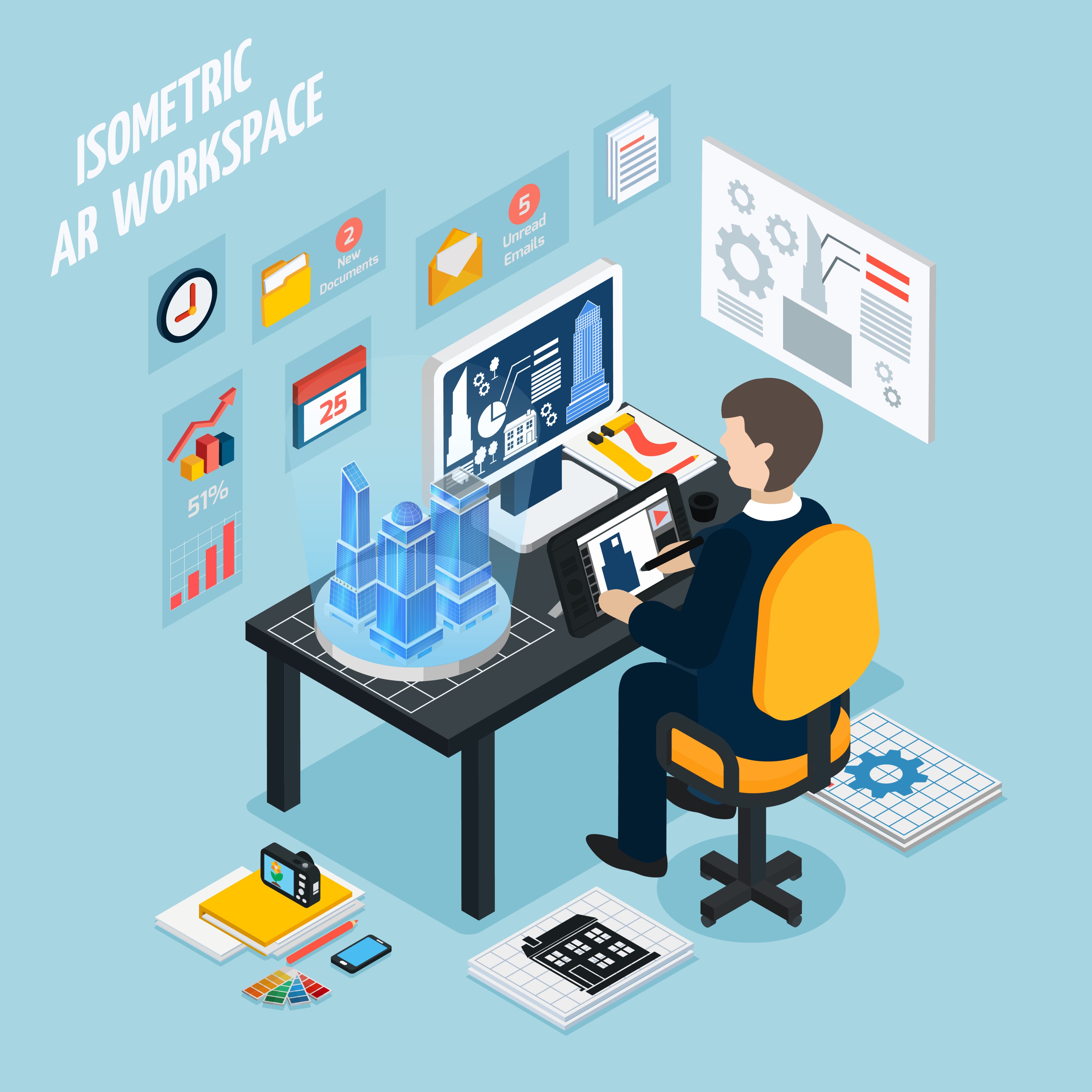 CFD and CAE simulation isometric workspace