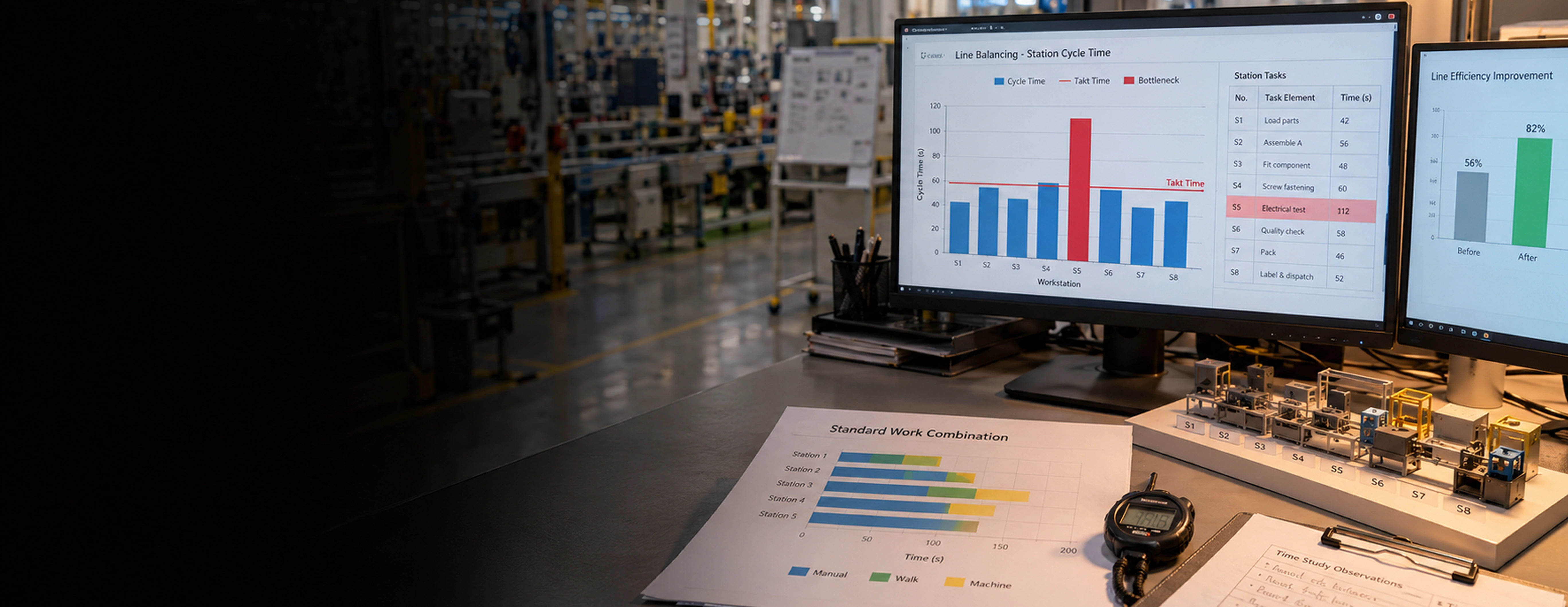 Services d'équilibrage et d'efficacité des lignes de production