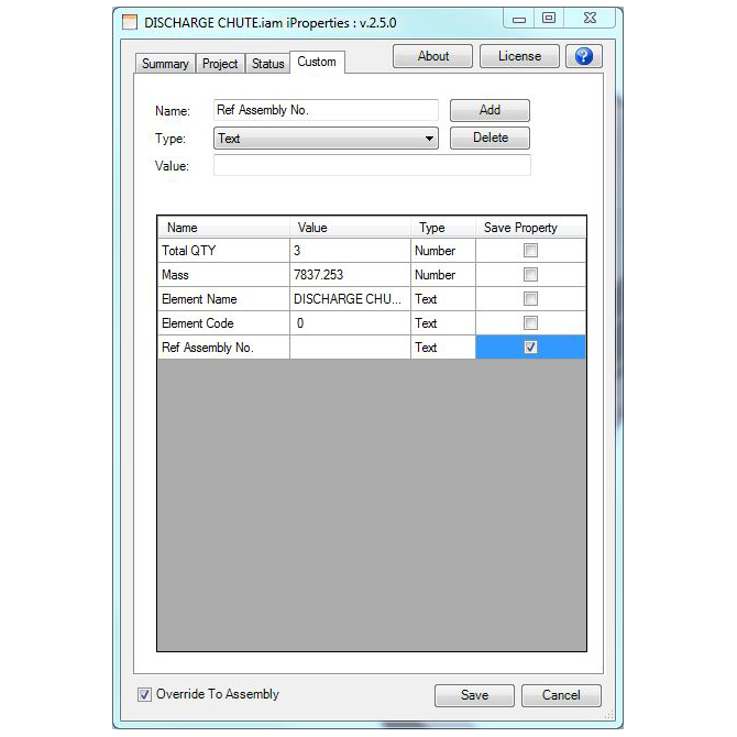 Inventor iProperty Manager